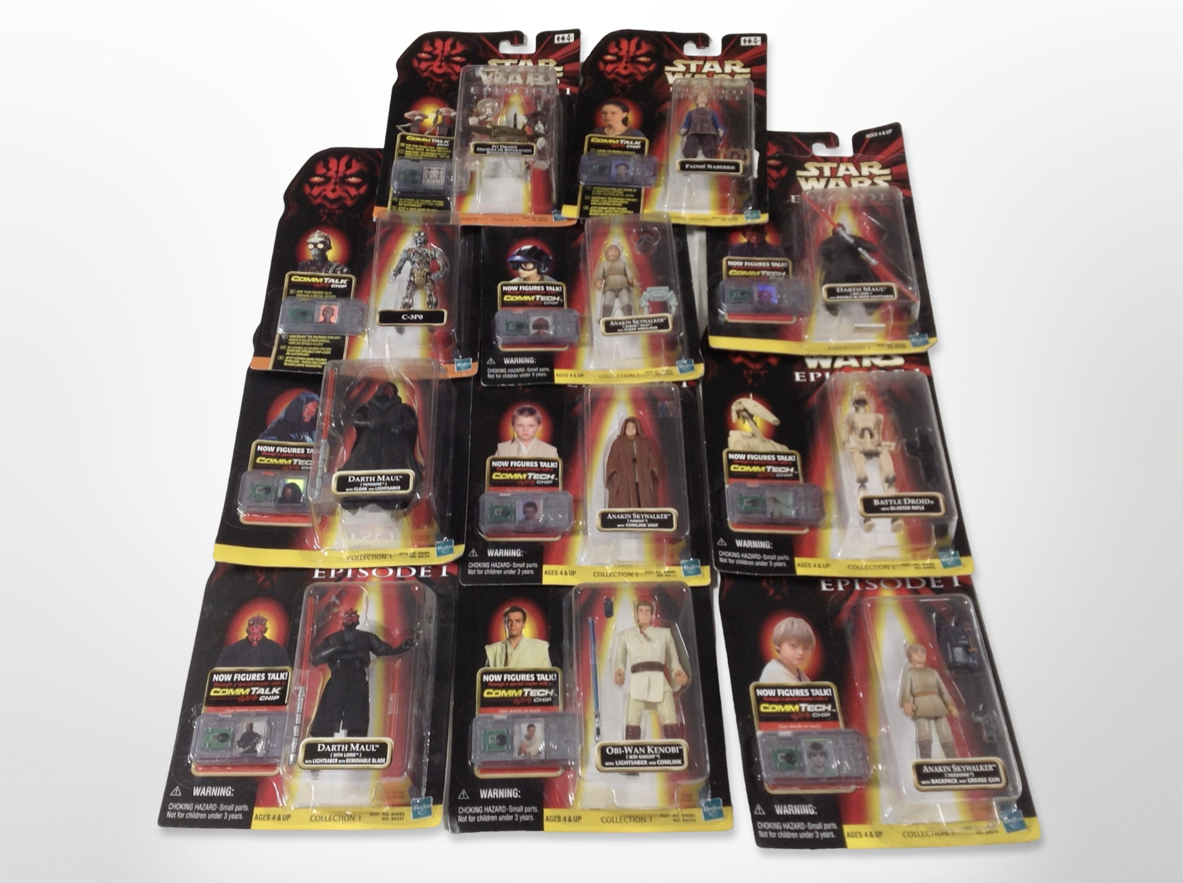 11 Hasbro Star Wars Episode I figurines, boxed.