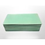 A Keith Murray for Wedgwood green-glazed rectangular lidded trinket box, width 19cm.