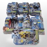 Seven Mattel Max Steel figurines, boxed.