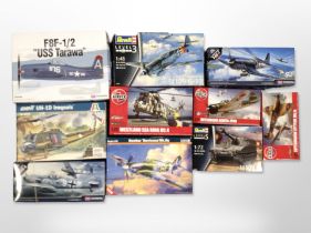 Ten Revell, Air Fix and other aircraft scale modelling kits, boxed.