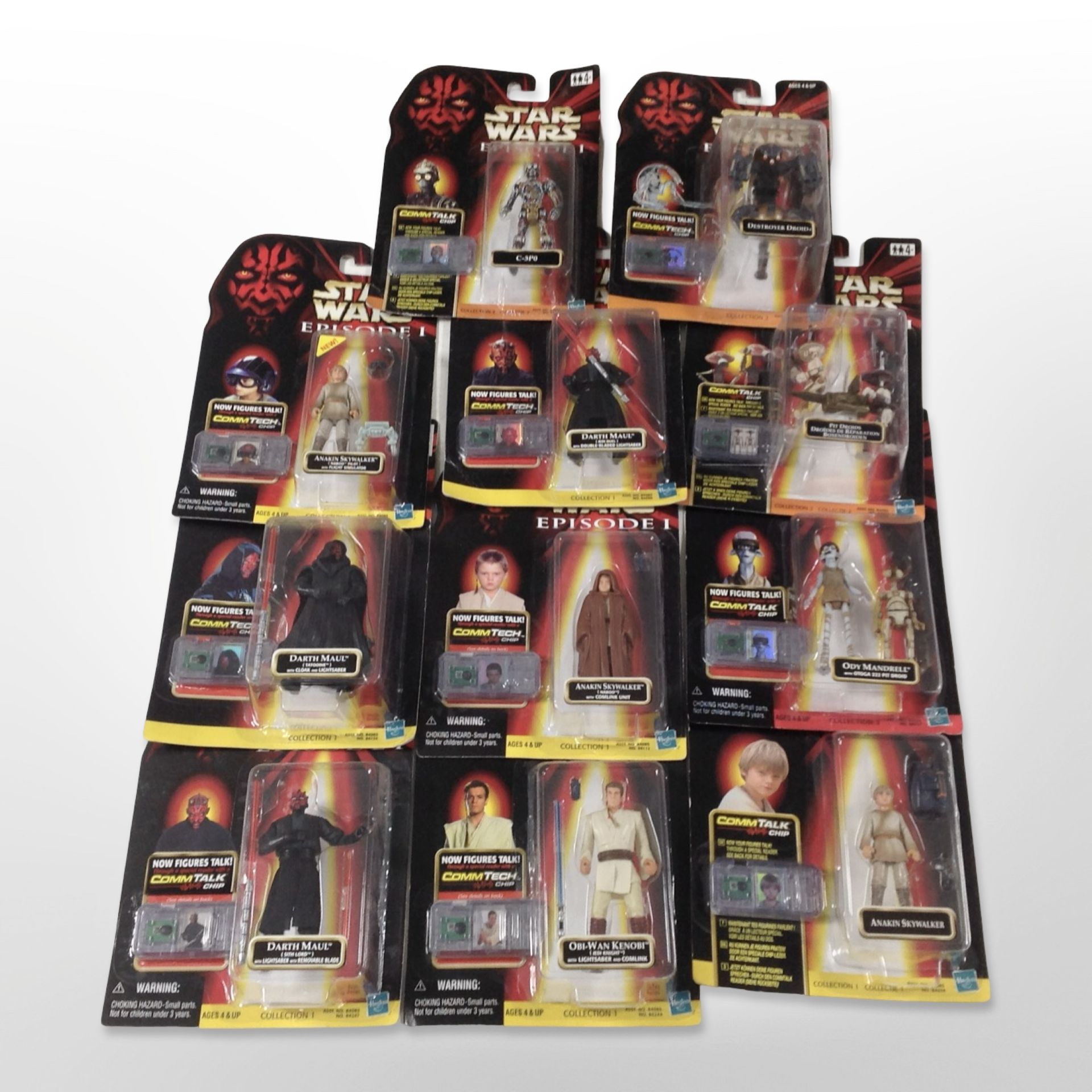 11 Hasbro Star Wars Episode I figurines, boxed.