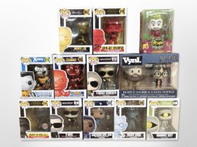 12 Funko Pop! and other figurines, including Marvel, Harry Potter, Game of Thrones, etc., boxed.