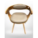 A contemporary beech and ply occasional chair, 52cm wide x 63cm high.