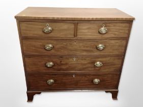 A Regency mahogany straight-front chest of five drawers, 115cm wide x 55cm deep x 105cm high.