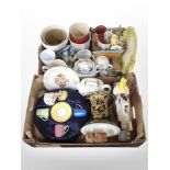 A group of mainly 20th-century ceramics, boxed Royal Worcester coffee set, Royal Doulton figurine,
