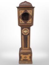 A parquetry-inlaid granddaughter clock, case height 128cm.