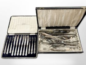 A case of silver-handled cutlery retailed by Reid & Sons and a further canteen of mixed EPNS