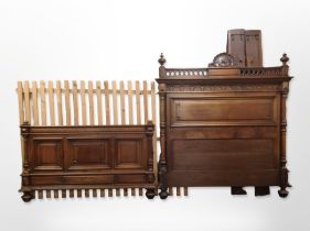 A 19th-century French walnut 4ft 6 bed frame, headboard measures 170cm high x 156cm wide overall.