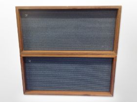 A pair of Bang & Olufsen type M teak-cased speakers, each 48cm wide.