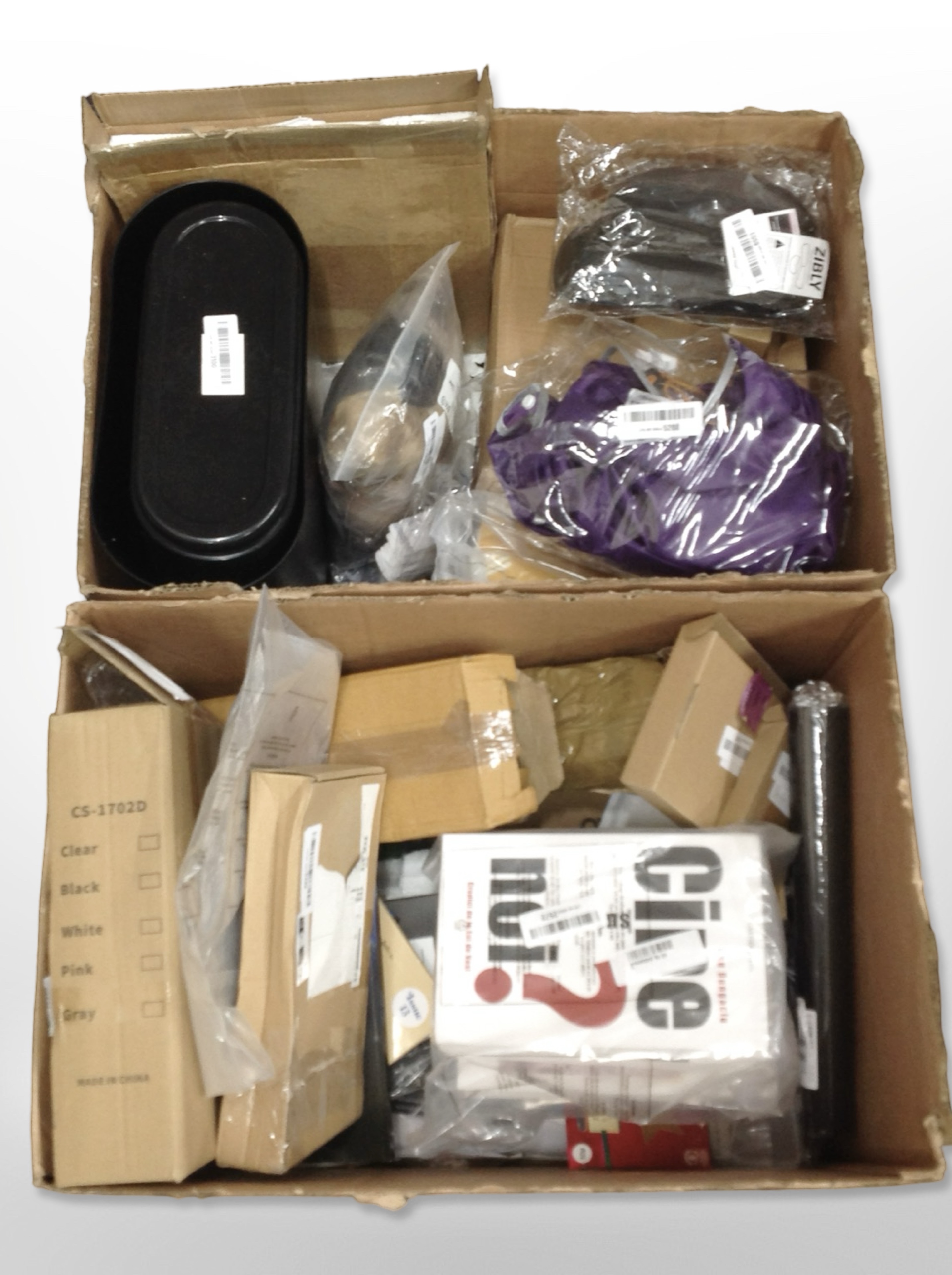 A quantity of office equipment, phone cases, etc.