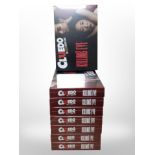 Eight Cluedo Killing Eve Edition board games, all sealed in cellophane.