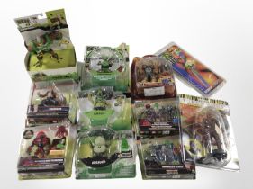 11 Bandai and other figurines including Ben 10, Gormiti, etc., boxed.
