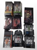 Nine Hasbro Star Wars The Black Series figurines, boxed.