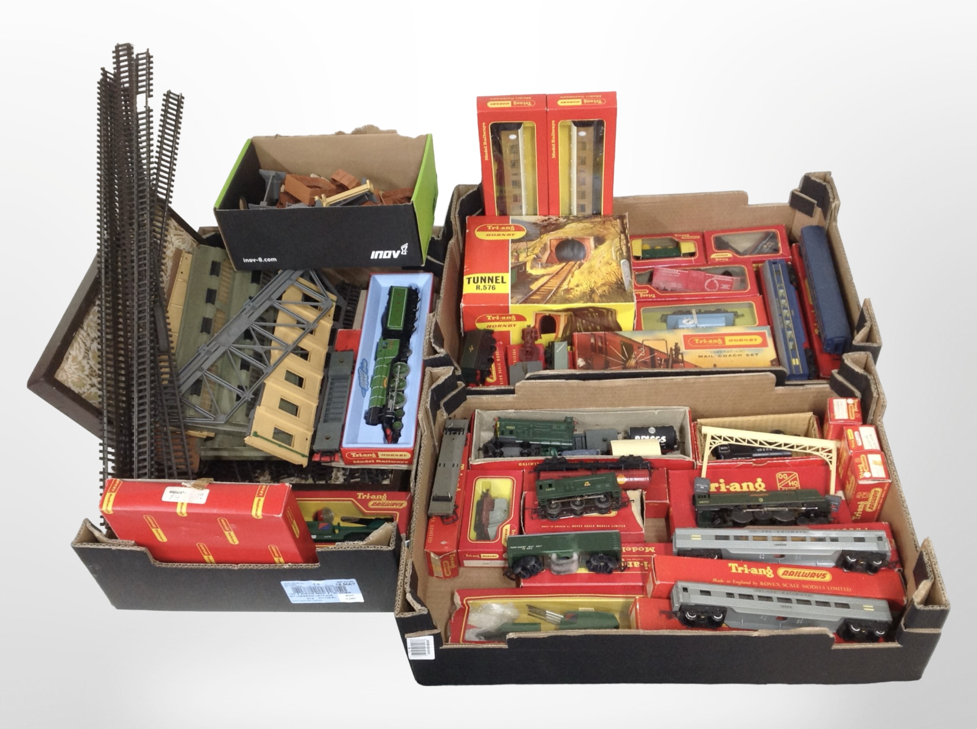 A collection of Hornby Tri-ang OO gauge locomotives, passenger cars and tenders, many boxed,