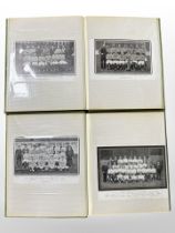Two albums of facsimile monochrome photographs of various football teams in the early 1900's