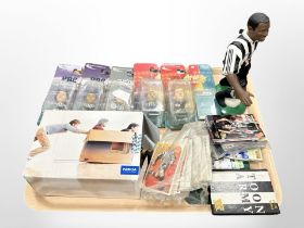A tray of football collector's figures, Newcastle United interest, football cards, Pro Star figures,