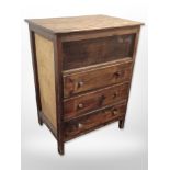 A mid-20th century three-drawer chest, width 46cm, together with a child's bentwood chair.