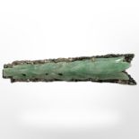 An antique Chinese silver and jade brooch, length 68mm.