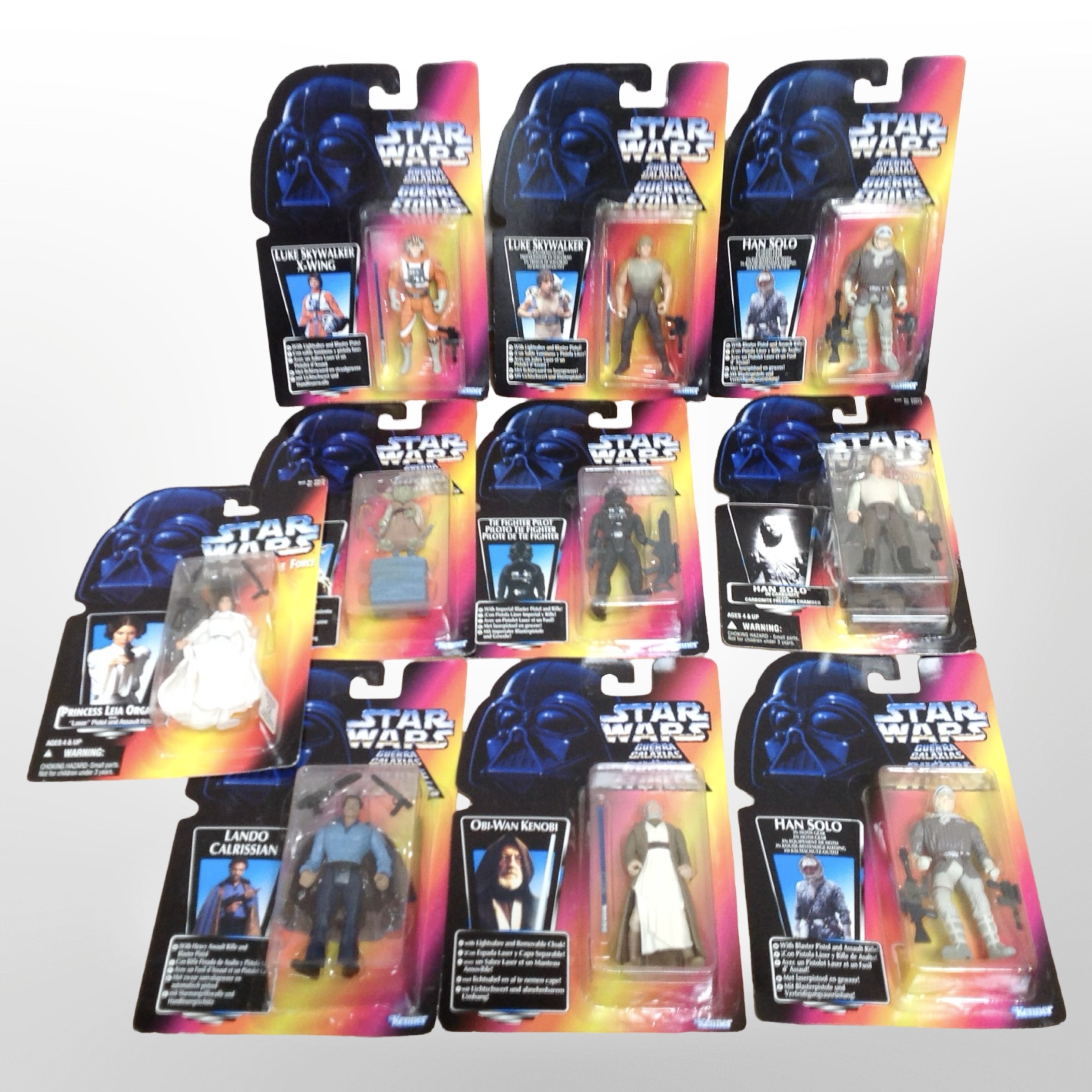 10 Kenner Star Wars figurines, boxed.