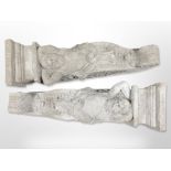 A pair of concrete classical-style corbels, length 70cm.