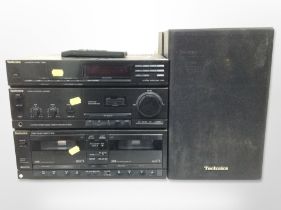 Three Technics hi/fi separates and a pair of speakers with remote
