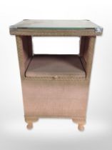 A Lloyd Loom bedside stand, width 41cm.