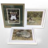 James Maitland (contemporary) : Hedgehog family, pastel, 20cm x 29cm,