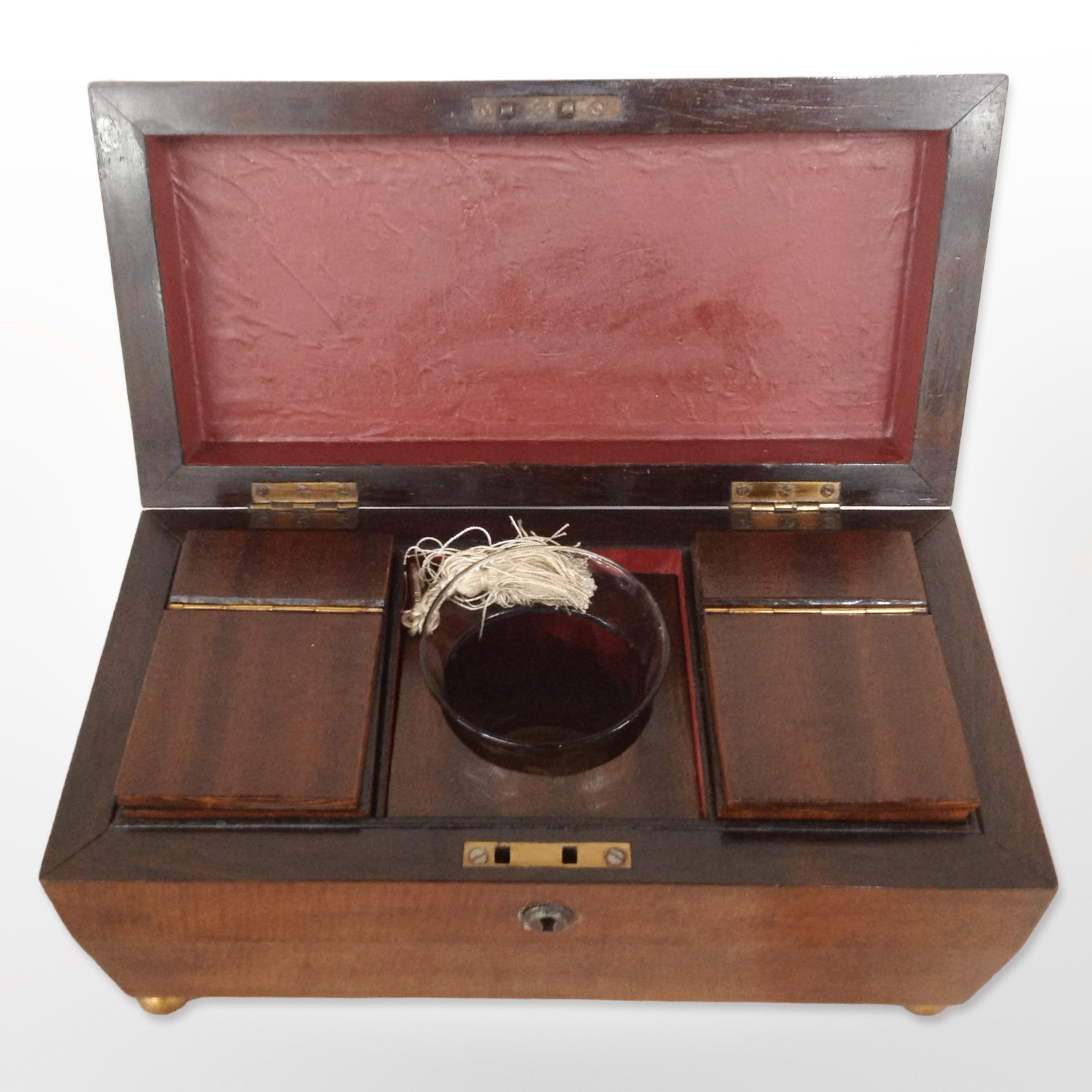 A reproduction mahogany tea caddy, width 38cm. - Image 2 of 2