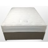 A Brooklyns Beds cadenza 4ft 6 mattress with divan base.