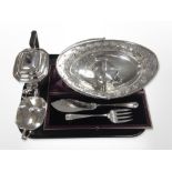 A silver-plated three-piece tea service,