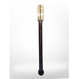 A mahogany mercury stick barometer by Comitti of London, length 87cm.