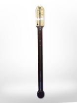 A mahogany mercury stick barometer by Comitti of London, length 87cm.