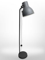 A contemporary standard lamp in grey metallic finish, height 180cm.