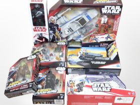 Seven Hasbro Disney Star Wars figurines/models, boxed.