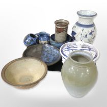 A group of 20th-century studio pottery vases, bowls, lidded tureen, etc.