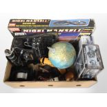 A Tyco racing set, together with a globe, a vintage typewriter, die-cast cars,