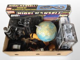A Tyco racing set, together with a globe, a vintage typewriter, die-cast cars,