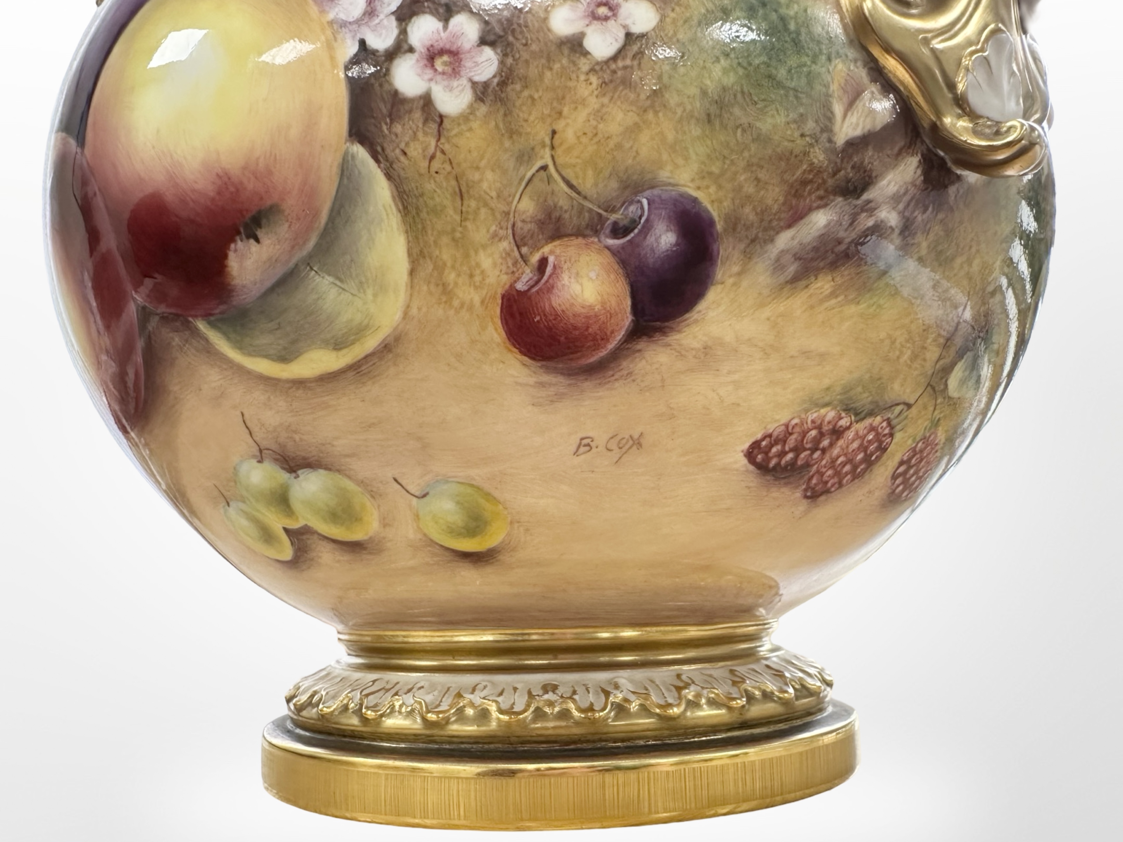 A Royal Worcester twin handled pot pourri vase and cover, shape 1428, - Image 3 of 5