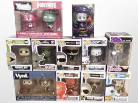 11 Funko Pop! and other figurines including Marvel, Terminator, Batman, Fortnite, Harry Potter, etc.