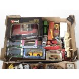 A group of die-cast vehicles including boxed Burago Porsche 911, Corgi and Dinky cars, etc.