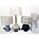 Four contemporary table lamps, tallest 74cm.