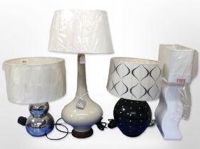 Four contemporary table lamps, tallest 74cm.
