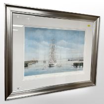 After Edwin Blackburn : Dar Mlodziezy leaving Blyth, limited edition colour print No.