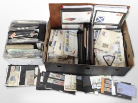 A collection of world stamps and first day covers, loose and in albums.