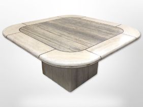 A 20th-century continental composition square coffee table, 110cm width x 52cm high.