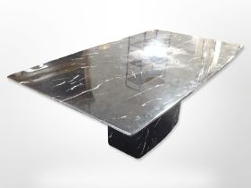 A contemporary marble-effect coffee table, 120cm long x 70cm deep x 49cm high.