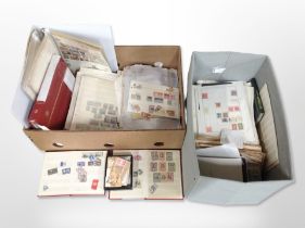 A stamp collection, loose and in albums.