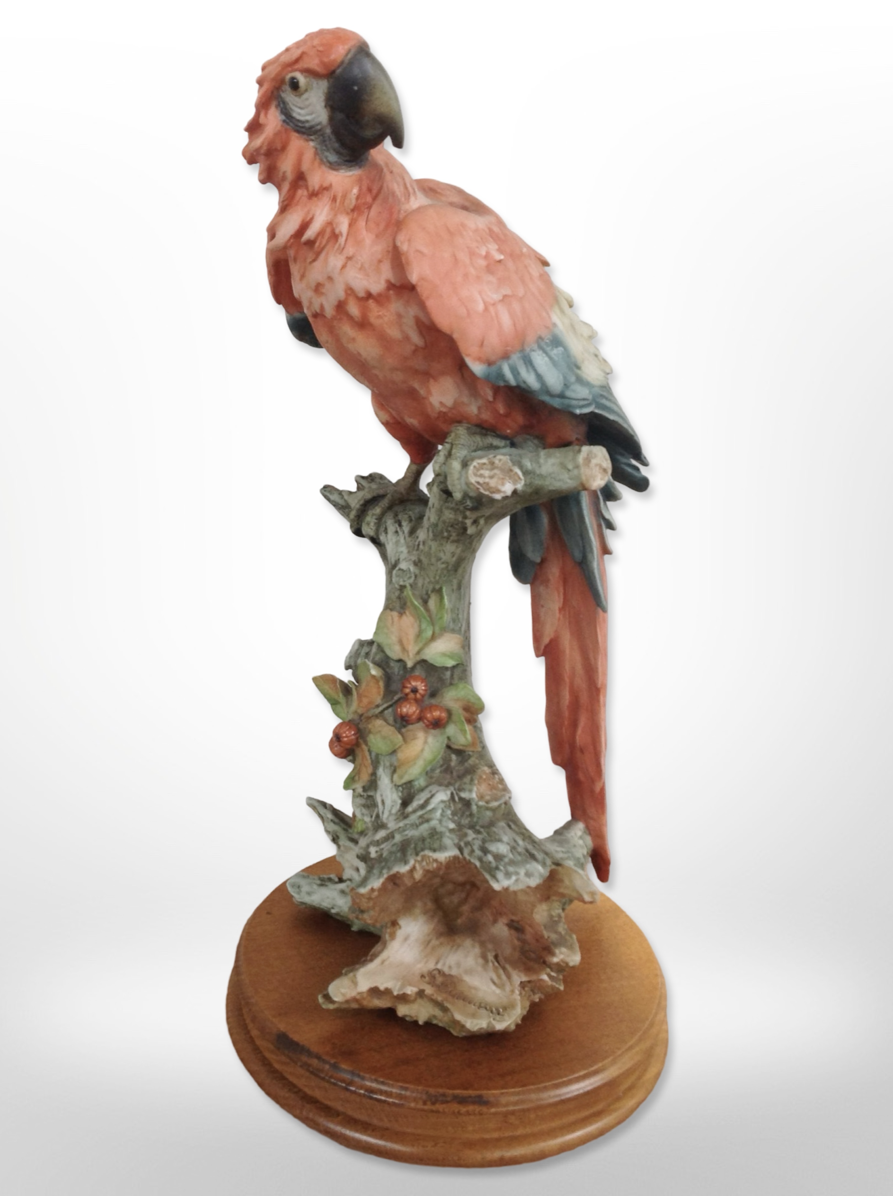 A Guiseppe Armani figure of a parakeet, height 40cm.