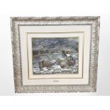 An Italian embossed silver relief picture depicting a fisherman, signed Capitanelli,