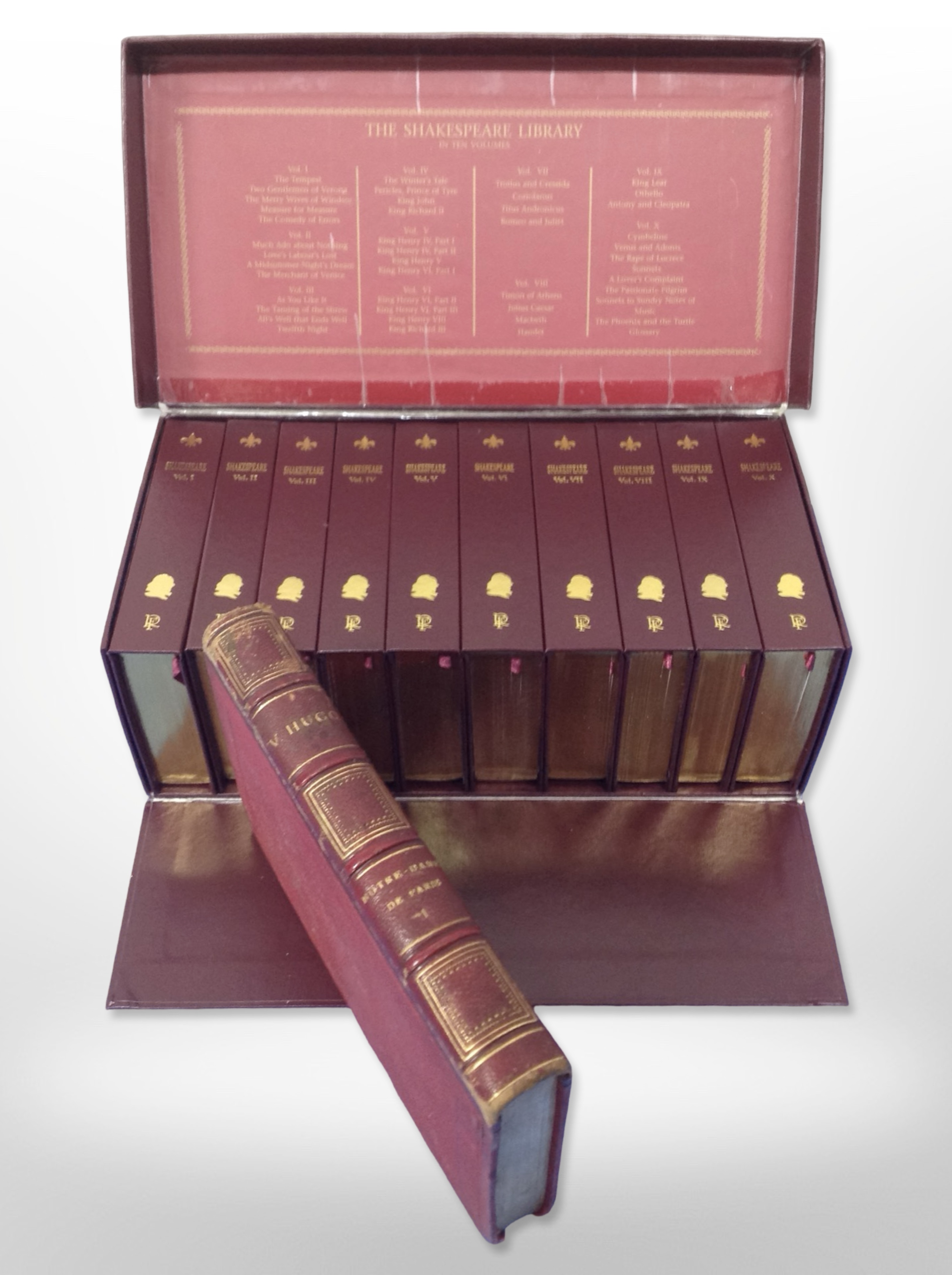 A boxed set of 10 Shakespeare volumes, together with a further volume,